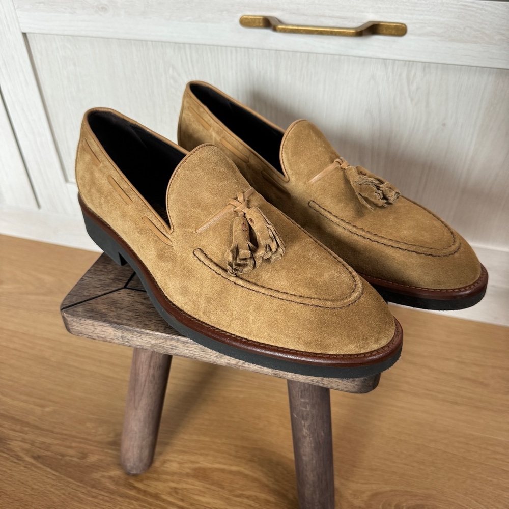 Johnston & Murphy Tan Suede Tassel Loafers